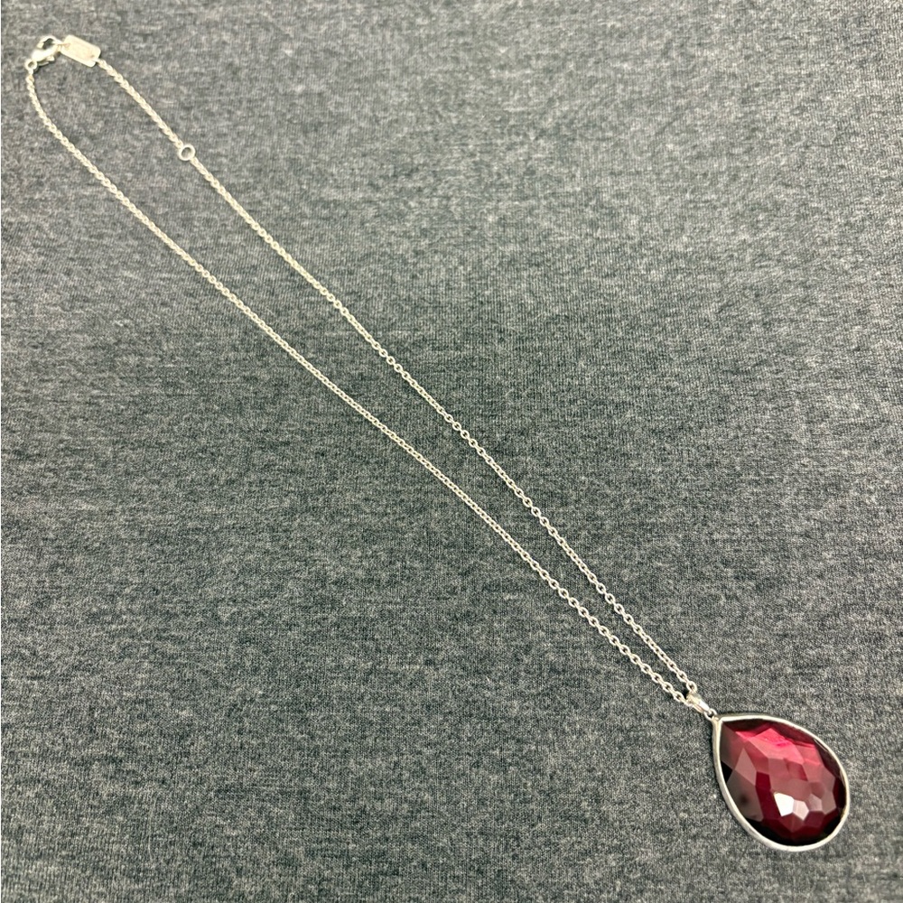 Large Ippolita Cranberry Colored MOP Teardrop Necklace - Picture 2 of 11